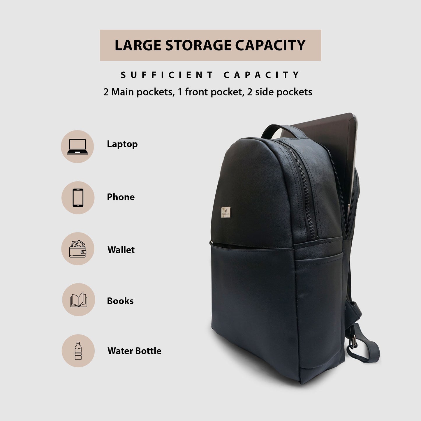 Premium Synthetic Leather Backpack | suitable for School, College and everyday use | Stain resistant and adjustable straps