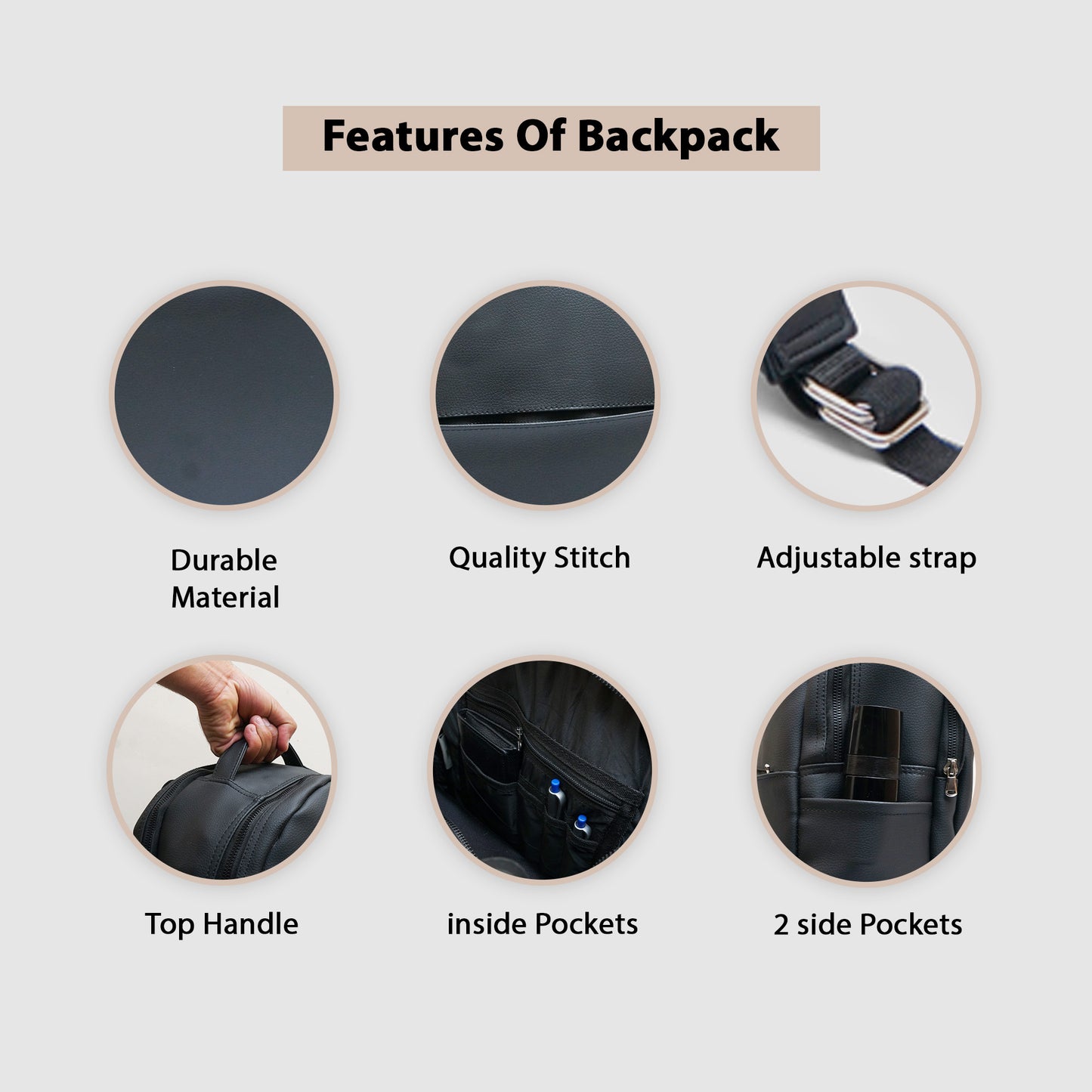 Premium Synthetic Leather Backpack | suitable for School, College and everyday use | Stain resistant and adjustable straps