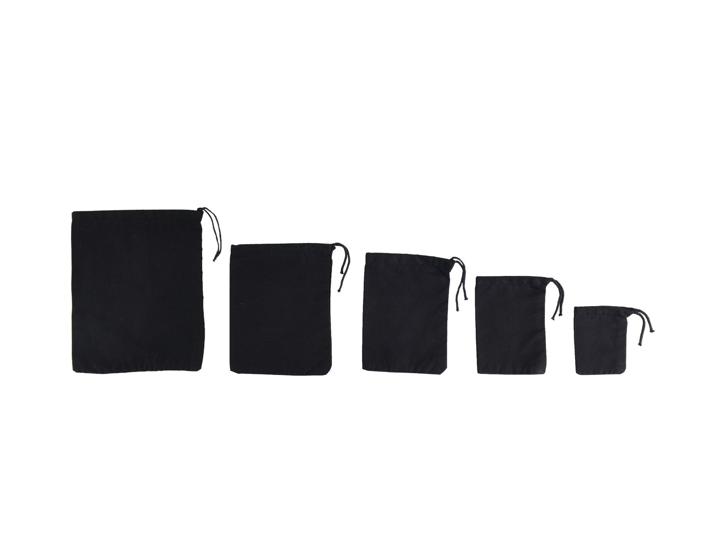 Black Cotton Single Drawstring Pouch for everyday use