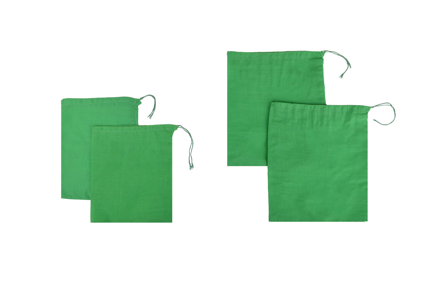 Green Cotton Single Drawstring Pouch for everyday use