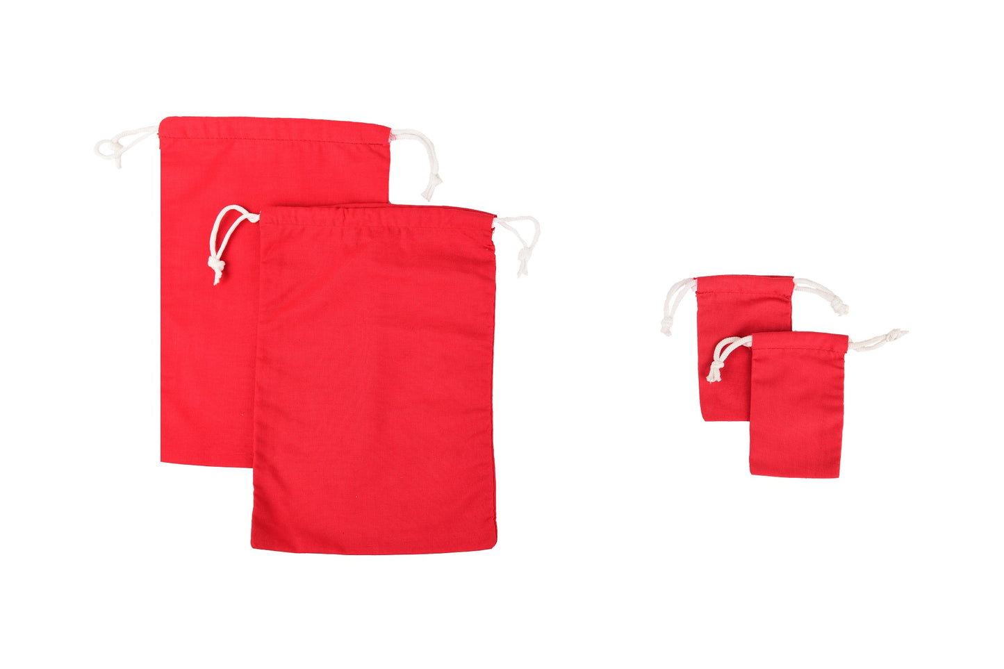 Red Cotton Double Drawstring Pouch for everyday use