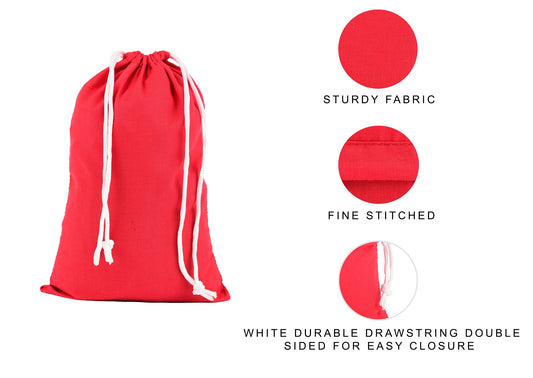 Red Cotton Double Drawstring Pouch for everyday use