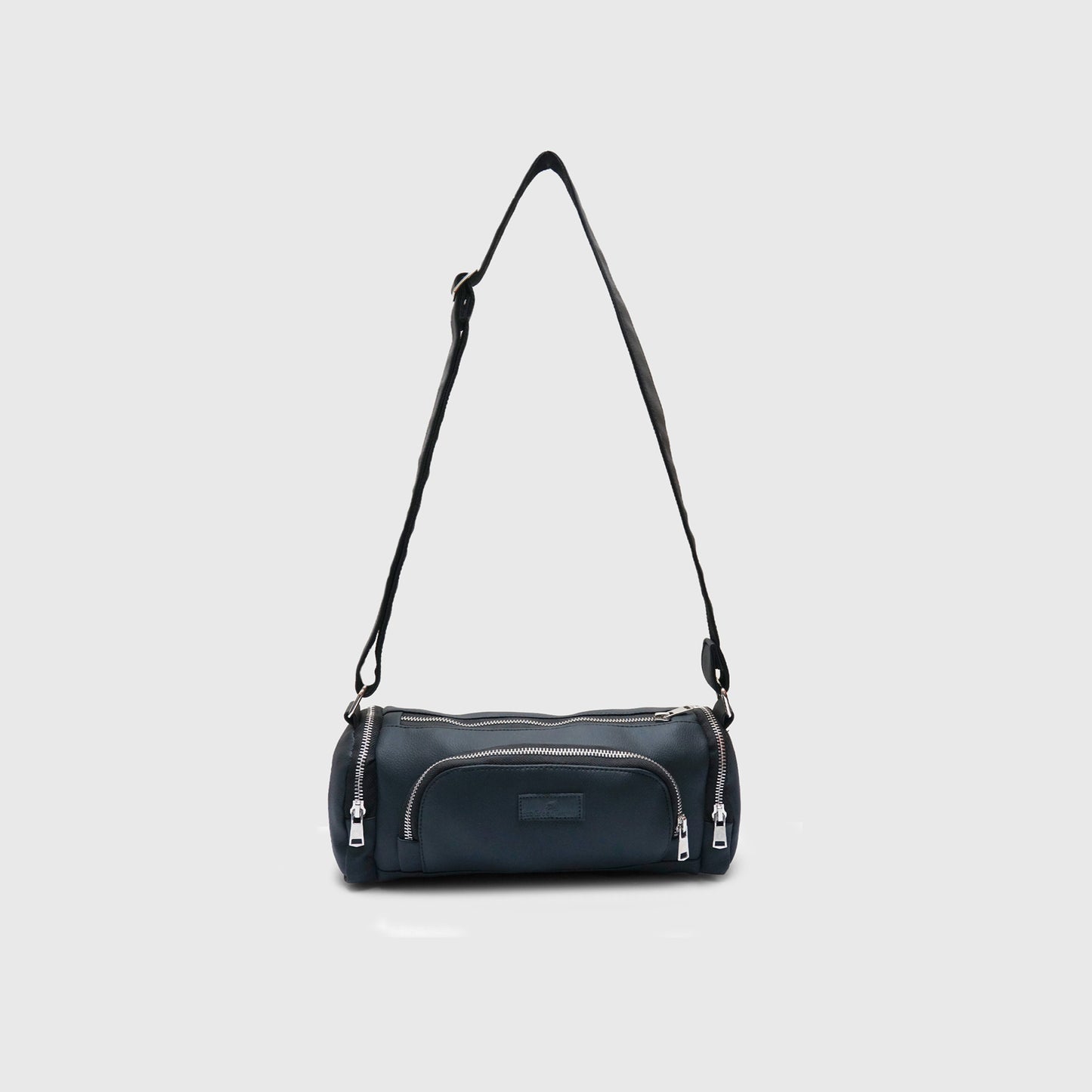 Multi Pocket Plain Black synthetic Leather handbag, Light weight with adjustable Shoulder and Crossbody strap