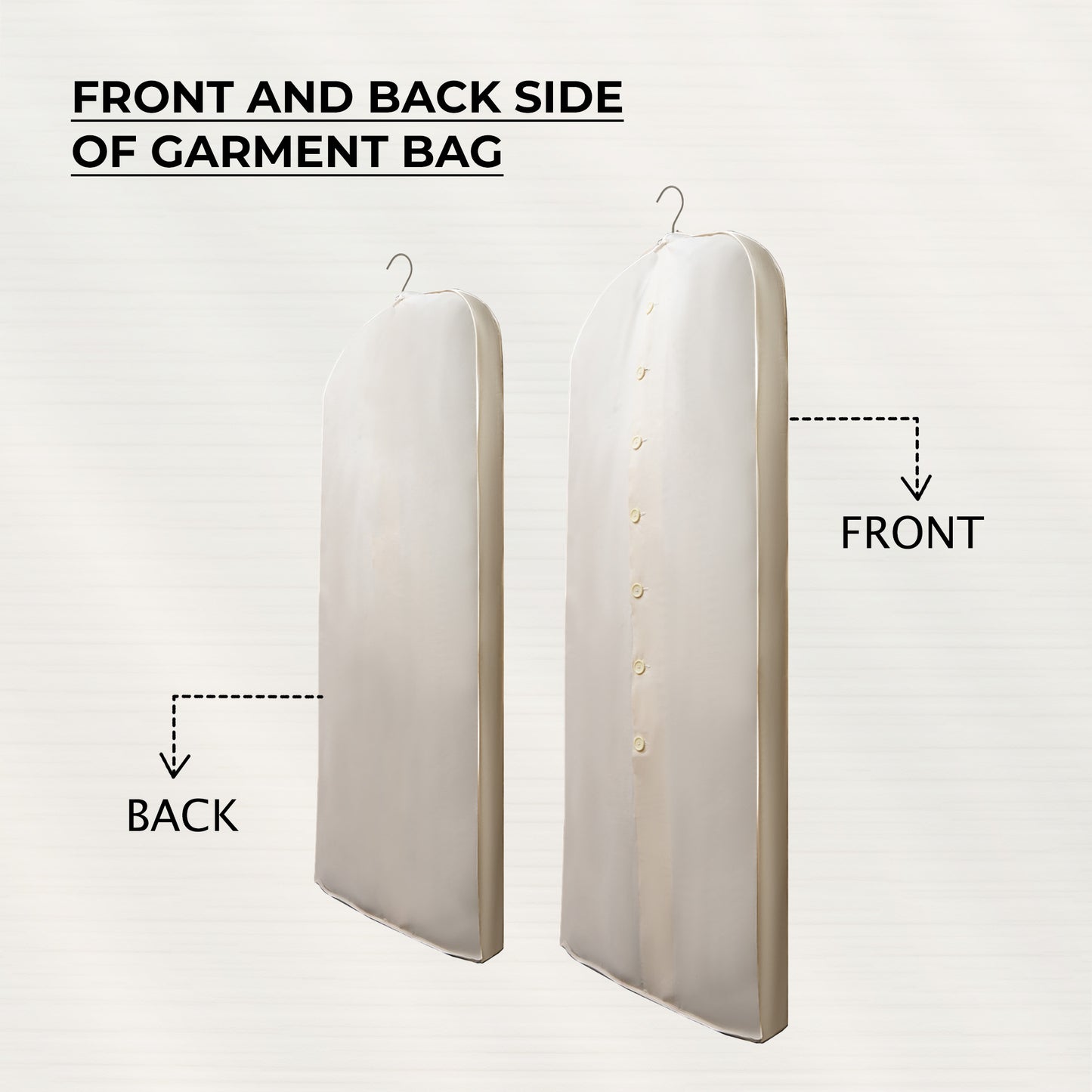 Cotton Garment bag with Buttons, Wardrobe Organizer with Button Closure, Bridal Dress foldable Storage Bag, 100% Cotton Garment Protector