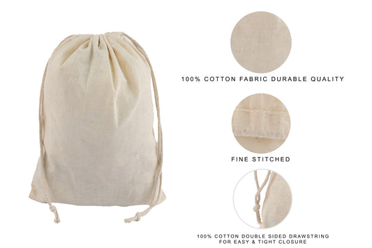 100% Cotton Double Drawstring Pouch for everyday use